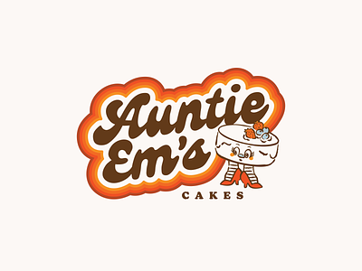 Auntie Em's Logo 70s bake bakery baking berries brand branding cake cakes design graphic design illustration logo logo design nostalgia retro strawberry