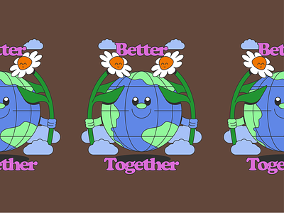 Better Together apparel graphics better together clouds daisy design flowers globe hug illustration kindness outdoors together