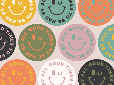 Good Times badge blue design face pink smile smiley face sticker sticker design stickers