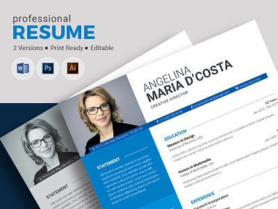 Modern Resume clean resume customizable resume cv easy resume elegant resume job resume minimal resume modern resume resume resume template simple resume word resume