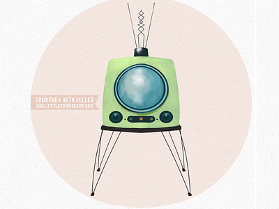 Retro Television futuristic illustration onelittleprintshop retro technology television tv vintage