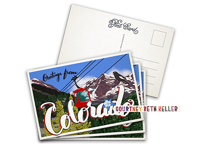 Greetings from Colorado design hand lettering illustration lettering postcard published uppercase