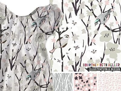 Cherry Blossom collection home decor stationery patterns surface pattern design textile design