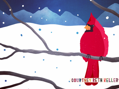Snow bird bird cardinal holiday art illustration snow winter