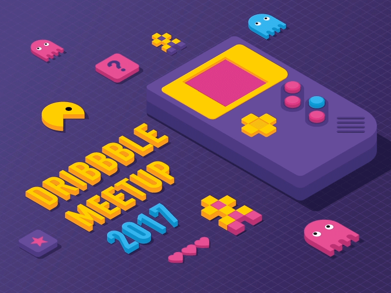 Game On 3d after effects animation game gameboy gif illustration isometric pacman