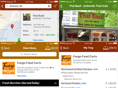 cart-blánche - Food Cart Search App branding drinking eating eating out food carts mobile app restaurants ui design ux design