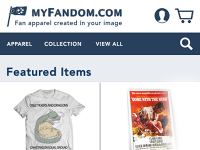 myFandom.com - Fan Apparel e-Commerce Page (Mobile)