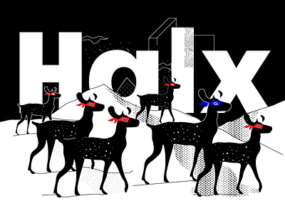 Halx art black and white deer deer illustration digital art digital store halx halx store illustration mascot mascot logo