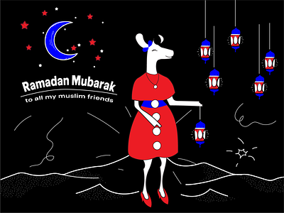 Ramadan Kareem art art collective black and white deer deer illustration digital art digital illustration digital store ecommerce halx halx store illustration illustrationdaily mascot mascot character muslims ramadan