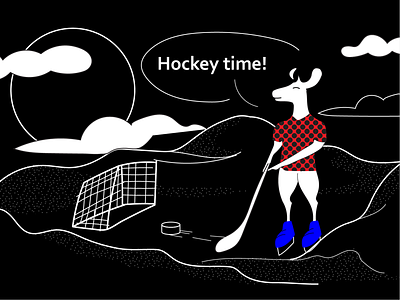 Hockey Time art art collective black and white branding deer deer illustration design digital art digital illustration digital store ecommerce halx halx store illustration illustrationdaily mascot mascot character