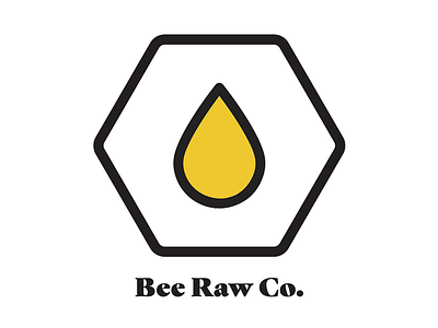 Bee Raw Co. Updated Logo design hexagon logo serif slab serif yellow