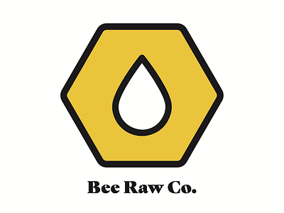 Bee Raw Co. Updated Logo - Version 2 bee design hexagon logo serif slab serif yellow