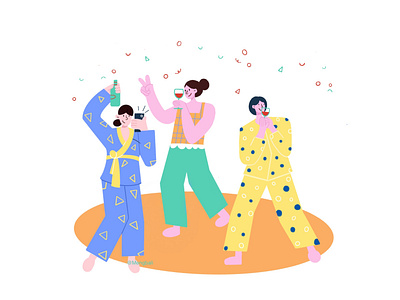 Girls' pajama party design illustration procreate sketch ui ux web