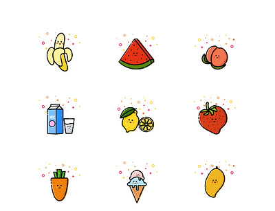 Fruits app icon illustration sketch ui