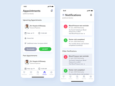 Appointment Requests and Notifications appointment blood pressure dashboad design doctor health healthcare ios medical medical app notification request sensor ui ux vitals