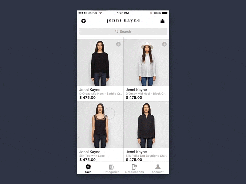 eCommerce - Product browsing simplified browsing clothing ecommerce gif interaction shopping