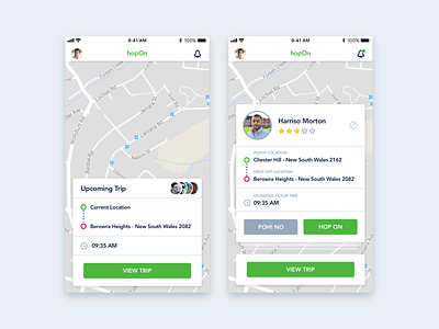 Ride Requestes car driver hop ios mobile app ride share taxi ui ux