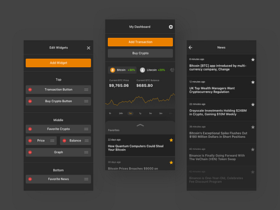 Crypto Portfolio Price News App UI