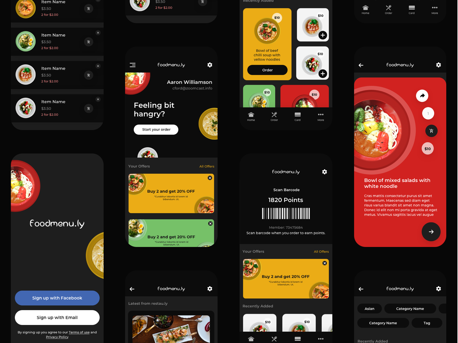 Food Menu App UI Template by AppUiTemplates on Dribbble