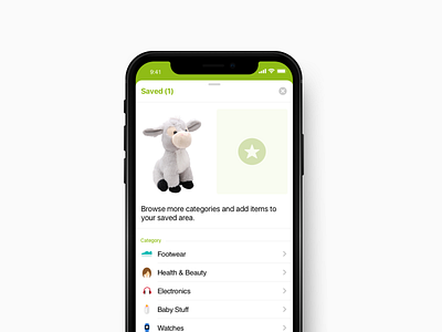 Gift Shop App UI - Saved Items Screen app app concept appdesign appui appuidesign design favorites favourites favs gift ios mobile saved shop ui uidesign uiux ux