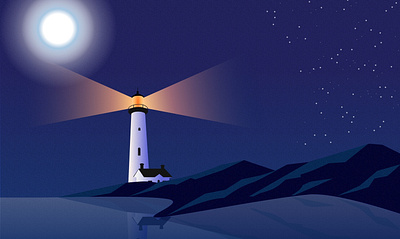 Lighthouse design dribbble graphic design house illustration light lighthouse moon night sketch ui ux uxdesigner vector