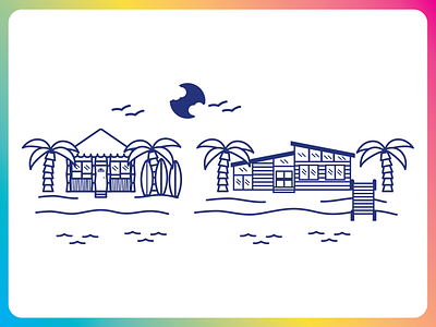 Beach House Properties beach house flat design graphic design icon minimal ocean surf shack