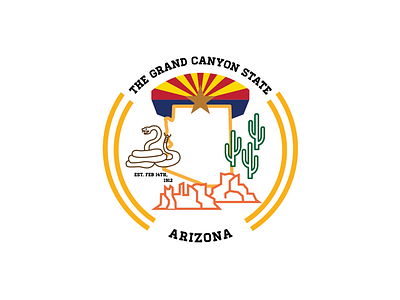 Arizona, The Grand Canyon State 365 design challenge badge flat design icon logo minimal states usa