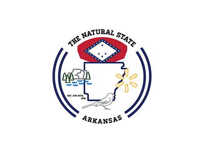 Arkansas, The Natural State arkansas badge flat icon minimal states