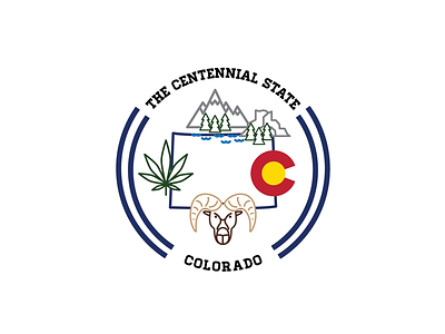 Colorado, The Centennial State badge big horn colorado flat graphic design icon mountains rockies