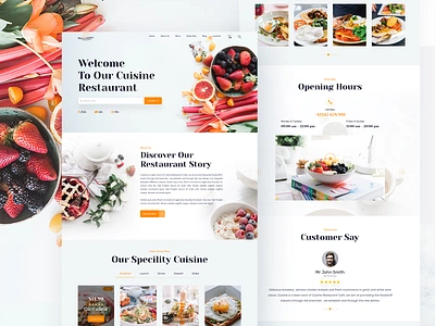 Cuisine Restaurant Website cuisine design designs food food and drink food app food delivery homepage landingpage restaurant restaurant app restaurant branding ui ux website