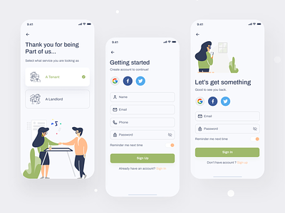 TRUST ESTATE Sign up, Sign in Mobile App UI app branding design homepage illustration landlord app login app ui mobile app ui signin ui signup ui tenant app trustestate app ui ui design ux ux design