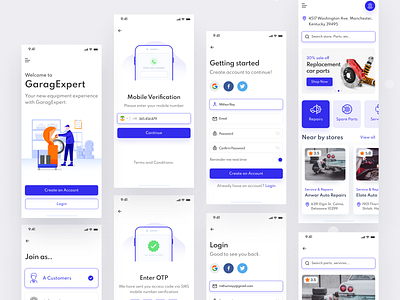 GaragExpert Mobile app UI design