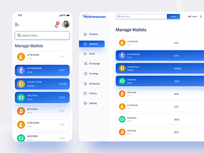 HolyTransaction- Manage Wallet UI Design app branding crypto app crypto wallet app dashboard dashboard ui design homepage illustration logo minimal design product design typography ui uiux design ux web app design web design website