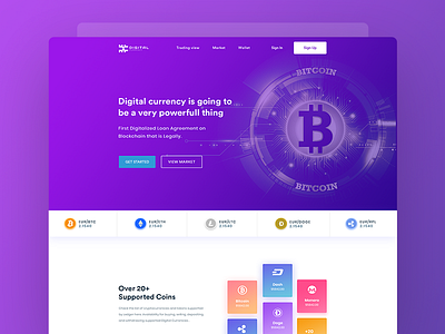 Cryptocurrency branding & website design concept bitcoin cryptocurrency digitalcurrency landingpage ui ux webdesign