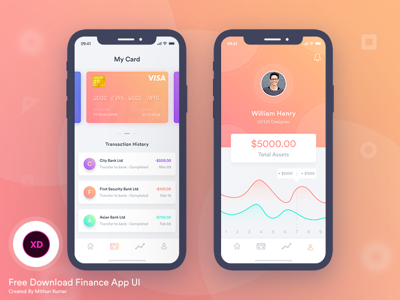 Download Free Finance Mobile App UI by Mithun Ray on Dribbble