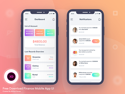 Free Finance Mobile App UI