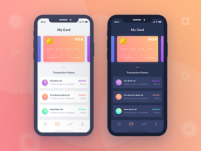 Finance mobile app UI  (Dark & Light)