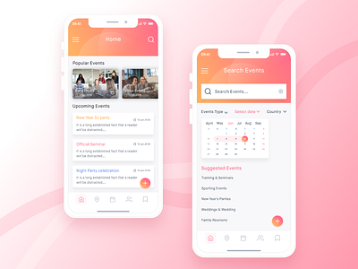 Event Mobile App UI Design app calender colaboration community dating event app eventinx app ios android party schedule search events ticket ui ux uidesign uikit upcoming