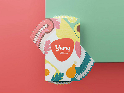 Yumy Food Delivery app business card color delivery food fun