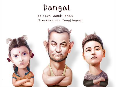 Dangal Hand painted Poster dangal illustration