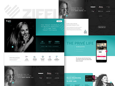Ziffi Prive Website beauty membership page single ui website
