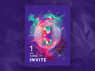 1 Dribbble Invite colourful invite magic magical photoshop purple