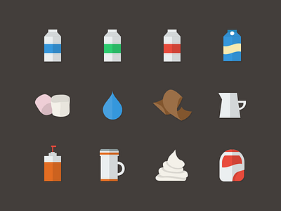Coffee Icons coffee flat icons milk set