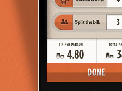 Tight Tippers UI app calculate ios iphone orange retro texture ui vintage