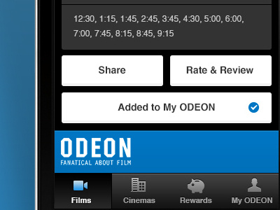 Odeon booking app app booking cinema clean ios iphone movie theatre ui ux