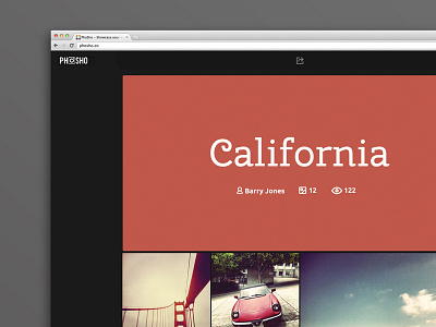 PhoSho - Showcase page clean grid icons instagram typography