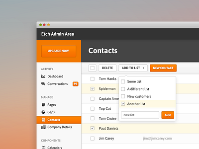 Web App Dashboard - Contacts.