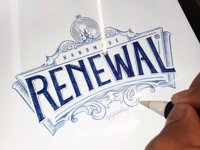 Renewal Logo vintage retro victorian handlettering typography