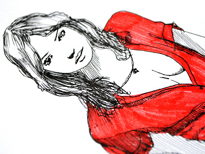 Red Girl artwork handmade illustration ink marker markerart sketchbook
