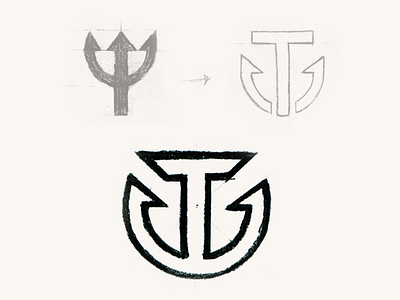 Logo Concept anchor andculture design identity logo mark process progression sketch t thumbnail trident